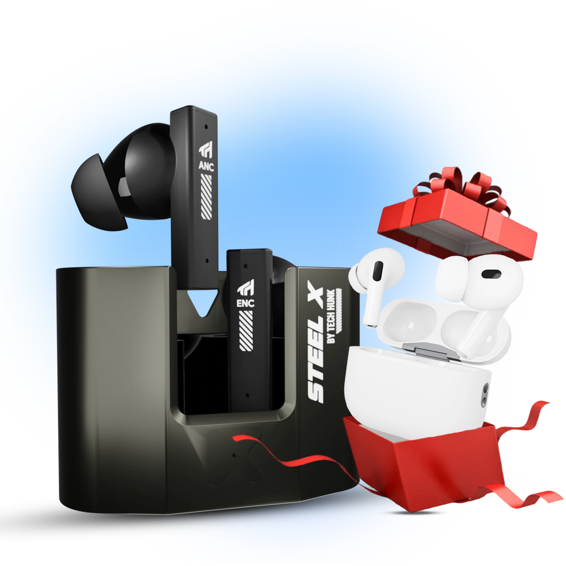 TH Steel X Earbuds + Free Gift (Pods Pro 2 Buzzer Edition)